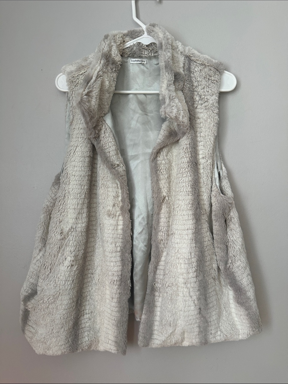 croft & barrow Cream Faux Fur Vest size L/XL